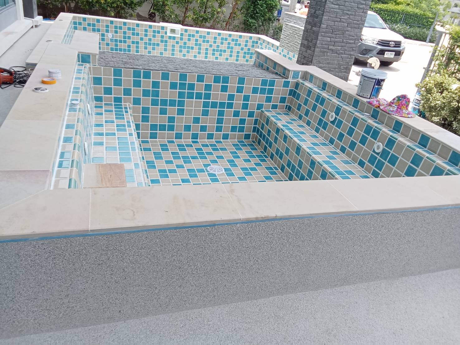 Skimmer swimming pool designed for a private home in Isaan